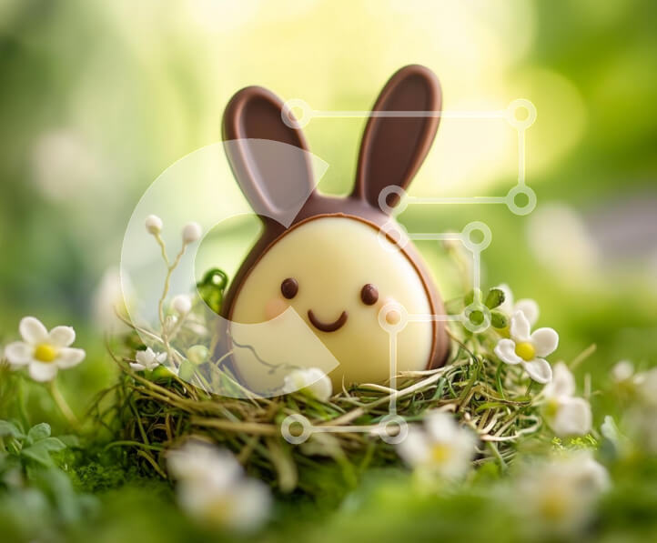 Intra Συλλεκτικό Ξύλινο Παζλ Plywood  4mm - Σοκολατένιο Λαγουδάκι στη Φωλιά για το Πάσχα Σε Ξύλινο Κουτί - Διαστάσεις: 10x10 cm – 25 κομμάτια