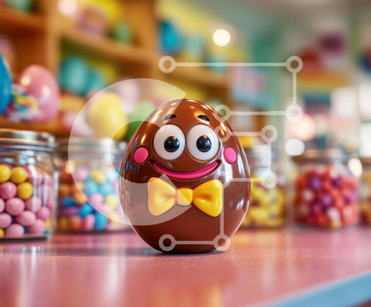 Intra Συλλεκτικό Ξύλινο Παζλ Plywood  4mm - Πολύχρωμο σοκολατένιο αυγό στο κατάστημα καραμελών Σε Ξύλινο Κουτί - Διαστάσεις: 10x10 cm – 25 κομμάτια