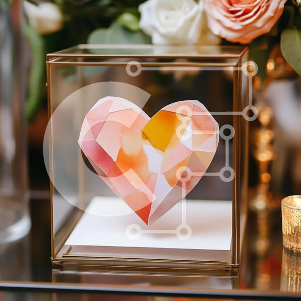 Intra Συλλεκτικό Ξύλινο Παζλ Plywood  4mm - Ακουαρέλα σε σχήμα καρδιάς σε γυάλινη οθόνη Σε Ξύλινο Κουτί - Διαστάσεις Puzzle: 10x10 cm – 25 κομμάτια