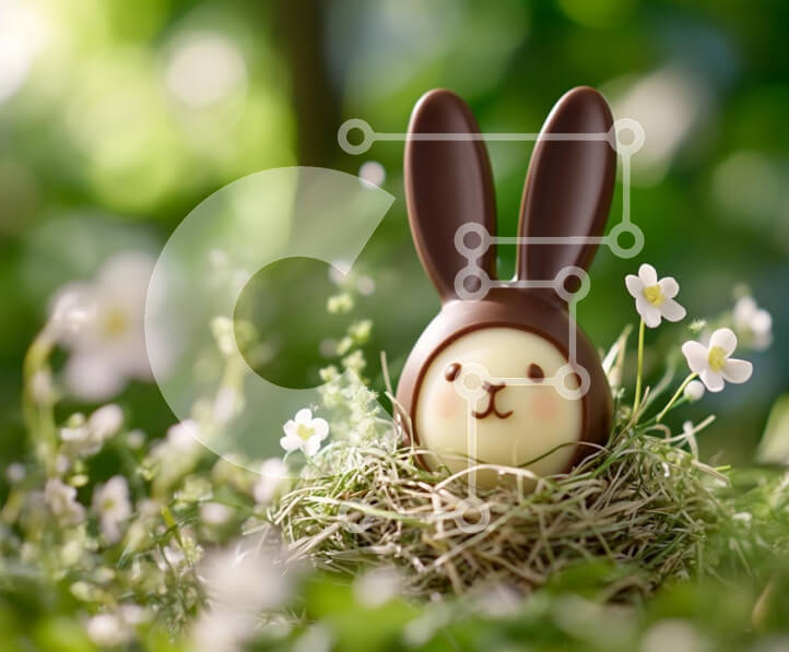 Intra Συλλεκτικό Ξύλινο Παζλ Plywood  4mm - Σοκολατένιο λαγουδάκι στη φύση Σε Ξύλινο Κουτί - Διαστάσεις: 10x10 cm – 25 κομμάτια