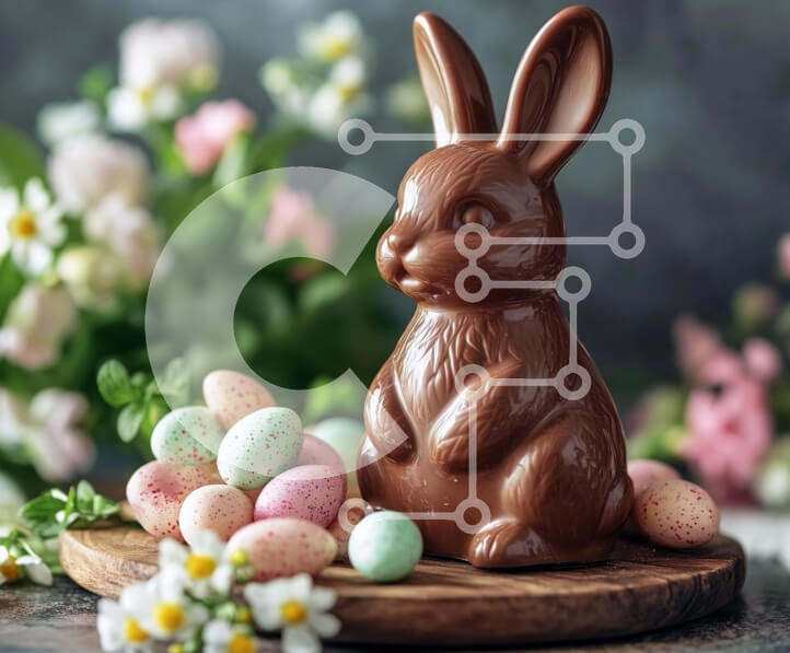 Intra Συλλεκτικό Ξύλινο Παζλ Plywood  4mm - Σοκολατένιο λαγουδάκι με πασχαλινά αυγά Σε Ξύλινο Κουτί - Διαστάσεις: 10x10 cm – 25 κομμάτια