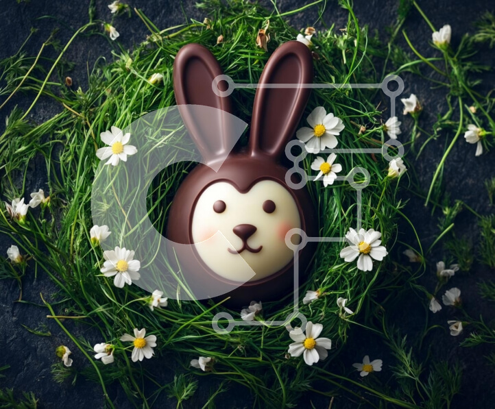 Intra Συλλεκτικό Ξύλινο Παζλ Plywood  4mm - Σοκολατένιο Λαγουδάκι που περιβάλλεται από πράσινο και λουλούδια Σε Ξύλινο Κουτί - Διαστάσεις: 10x10 cm – 25 κομμάτια