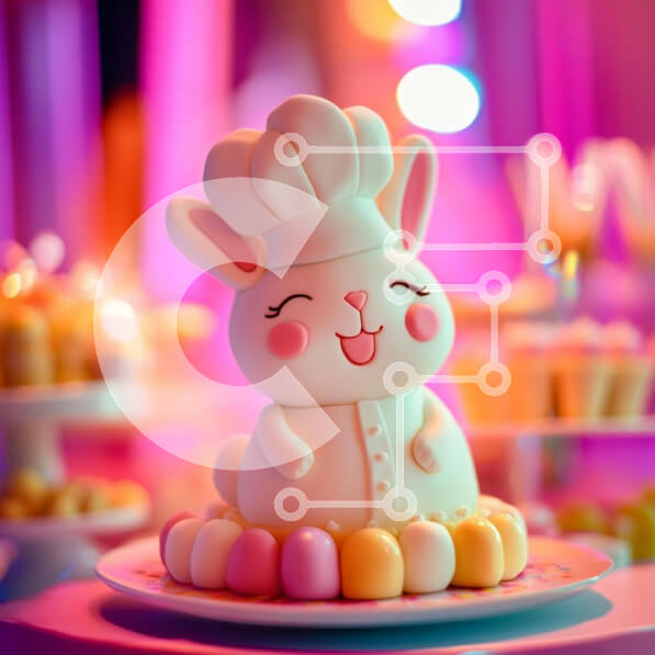 Σετ των 2 Intra Συλλεκτικό Ξύλινο Παζλ Plywood  4mm - Happy Bunny Chef Cake Σε Ξύλινο Κουτί - Διαστάσεις: 10x10 cm – 25 κομμάτια