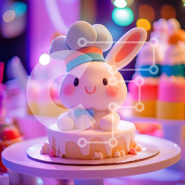 Σετ των 2 Intra Συλλεκτικό Ξύλινο Παζλ Plywood  4mm - Χαριτωμένο κέικ σεφ λαγουδάκι Σε Ξύλινο Κουτί - Διαστάσεις: 10x10 cm – 25 κομμάτια