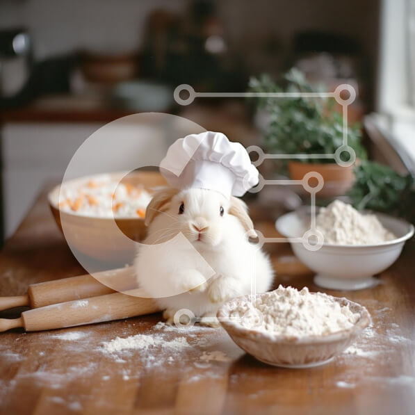 Intra Συλλεκτικό Ξύλινο Παζλ Plywood  4mm - Χαριτωμένο κουνέλι σεφ στην κουζίνα Σε Ξύλινο Κουτί - Διαστάσεις: 10x10 cm – 25 κομμάτια