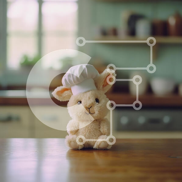 Intra Συλλεκτικό Ξύλινο Παζλ Plywood  4mm - Χαριτωμένος σεφ λαγουδάκι στη ζεστή κουζίνα Σε Ξύλινο Κουτί - Διαστάσεις Puzzle: 10x10 cm – 25 κομμάτια