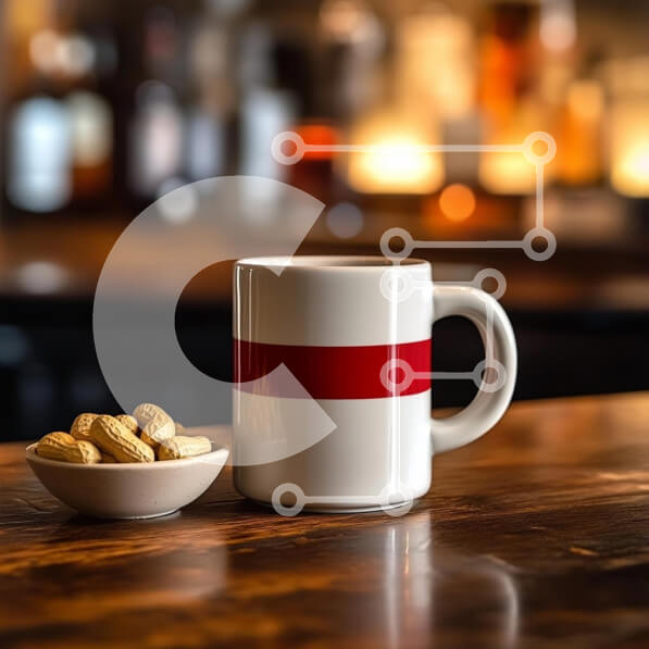 Intra Συλλεκτικό Ξύλινο Παζλ Plywood  4mm - Κούπα και φιστίκια σε ένα τραπέζι μπαρ Σε Ξύλινο Κουτί - Διαστάσεις: 10x10 cm – 25 κομμάτια