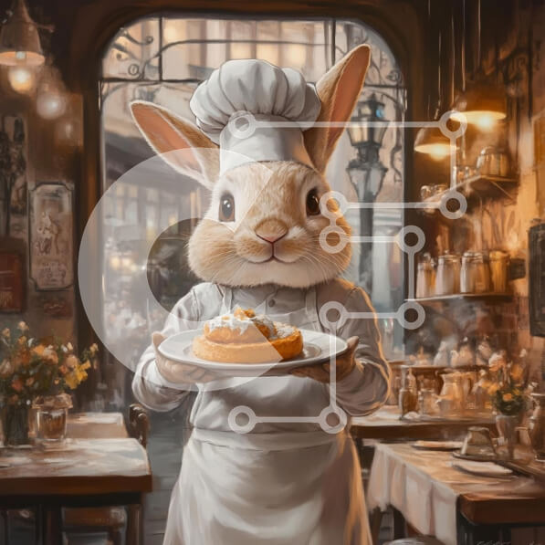 Σετ των 2 Intra Συλλεκτικό Ξύλινο Παζλ Plywood  4mm - Ο ιδιότροπος σεφ κουνέλι στο Cozy Caf� Σε Ξύλινο Κουτί - Διαστάσεις: 10x10 cm – 25 κομμάτια