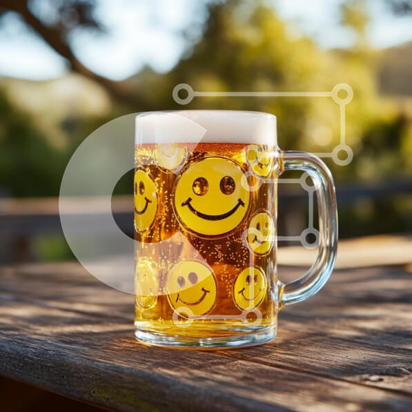 Σετ των 2 Intra Συλλεκτικό Ξύλινο Παζλ Plywood  4mm - Χαρούμενη κούπα μπύρας με χαμογελαστά πρόσωπα Σε Ξύλινο Κουτί - Διαστάσεις: 10x10 cm – 25 κομμάτια