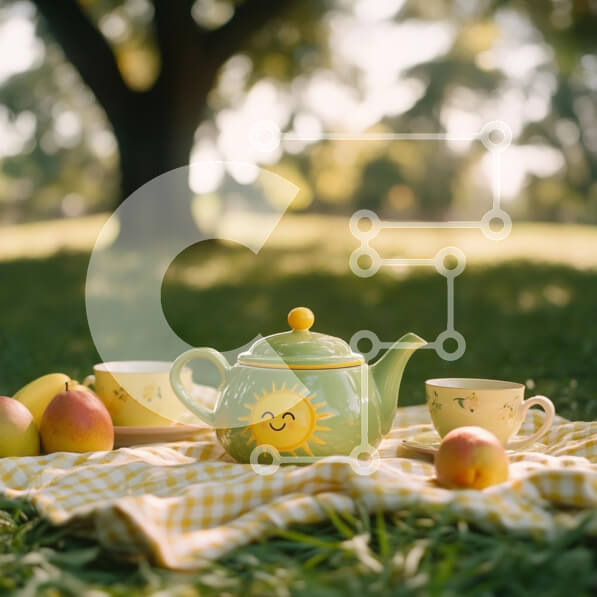 Σετ των 2 Intra Συλλεκτικό Ξύλινο Παζλ Plywood  4mm - Χαρούμενη σκηνή πικνίκ με τσαγιέρα Σε Ξύλινο Κουτί - Διαστάσεις: 10x10 cm – 25 κομμάτια