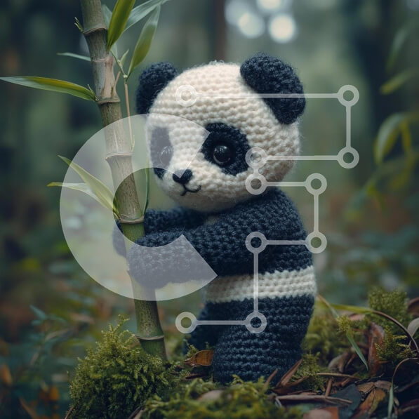 Intra Συλλεκτικό Ξύλινο Παζλ Plywood  4mm - Παιχνίδι Panda με κροσέ στο δάσος Σε Ξύλινο Κουτί - Διαστάσεις: 10x10 cm – 25 κομμάτια