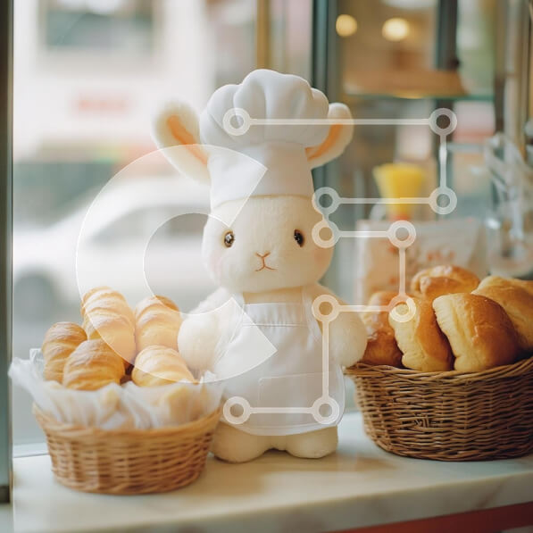 Σετ των 2 Intra Συλλεκτικό Ξύλινο Παζλ Plywood  4mm - Υπέροχο λαγουδάκι σεφ με ψωμί Σε Ξύλινο Κουτί - Διαστάσεις: 10x10 cm – 25 κομμάτια