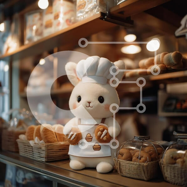 Σετ των 2 Intra Συλλεκτικό Ξύλινο Παζλ Plywood  4mm - Λούτρινο λαγουδάκι σεφ στο αρτοποιείο Σε Ξύλινο Κουτί - Διαστάσεις: 10x10 cm – 25 κομμάτια