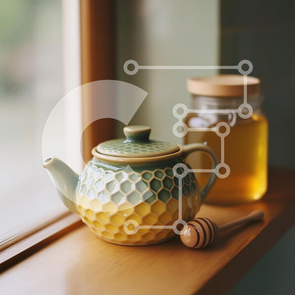 Σετ των 2 Intra Συλλεκτικό Ξύλινο Παζλ Plywood  4mm - Άνετο σκηνικό τσαγιού με τσαγιέρα και μέλι Σε Ξύλινο Κουτί - Διαστάσεις: 10x10 cm – 25 κομμάτια