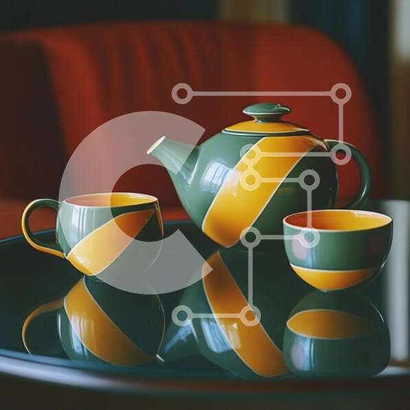 Intra Συλλεκτικό Ξύλινο Παζλ Plywood  4mm - Σετ μοντέρνα τσαγιέρα και φλιτζάνια Σε Ξύλινο Κουτί - Διαστάσεις: 10x10 cm – 25 κομμάτια