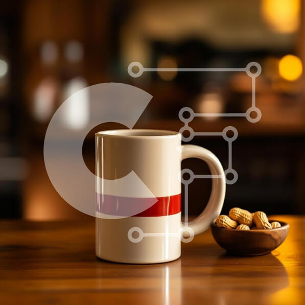 Σετ των 2 Intra Συλλεκτικό Ξύλινο Παζλ Plywood  4mm - Κεραμική κούπα με φιστίκια σε ξύλινο τραπέζι Σε Ξύλινο Κουτί - Διαστάσεις: 10x10 cm – 25 κομμάτια