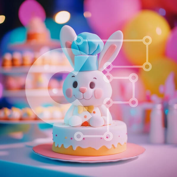 Σετ των 2 Intra Συλλεκτικό Ξύλινο Παζλ Plywood  4mm - Υπέροχη τούρτα σεφ με κουνέλι Σε Ξύλινο Κουτί - Διαστάσεις: 10x10 cm – 25 κομμάτια