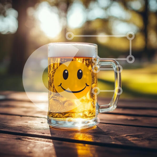 Σετ των 2 Intra Συλλεκτικό Ξύλινο Παζλ Plywood  4mm - Χαρούμενη μπύρα με χαμογελαστό πρόσωπο σε φυσικό περιβάλλον Σε Ξύλινο Κουτί - Διαστάσεις: 10x10 cm – 25 κομμάτια