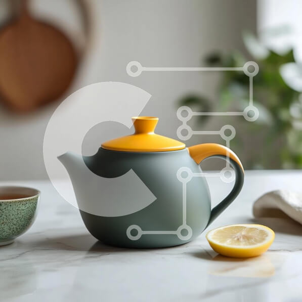 Σετ των 2 Intra Συλλεκτικό Ξύλινο Παζλ Plywood  4mm - Τσαγιέρα με λεμόνι σε μαρμάρινη επιφάνεια Σε Ξύλινο Κουτί - Διαστάσεις: 10x10 cm – 25 κομμάτια