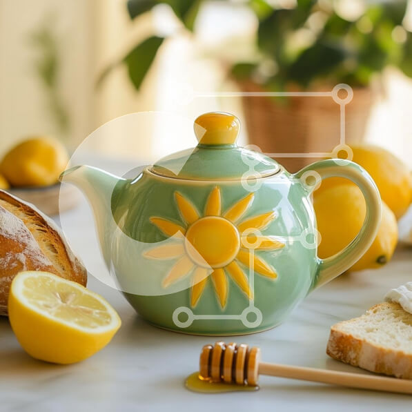 Σετ των 2 Intra Συλλεκτικό Ξύλινο Παζλ Plywood  4mm - Γοητευτική τσαγιέρα με σχέδιο ηλίανθου Σε Ξύλινο Κουτί - Διαστάσεις: 10x10 cm – 25 κομμάτια