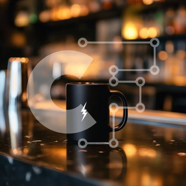 Intra Συλλεκτικό Ξύλινο Παζλ Plywood  4mm - Μαύρη κούπα με σχέδιο κεραυνού στον πάγκο Σε Ξύλινο Κουτί - Διαστάσεις: 10x10 cm – 25 κομμάτια