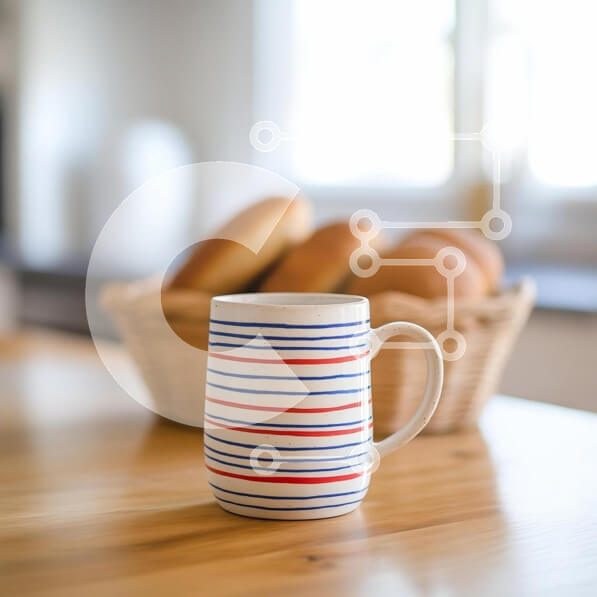 Σετ των 2 Intra Συλλεκτικό Ξύλινο Παζλ Plywood  4mm - Ριγέ κούπα με ψωμάκια Σε Ξύλινο Κουτί - Διαστάσεις: 10x10 cm – 25 κομμάτια