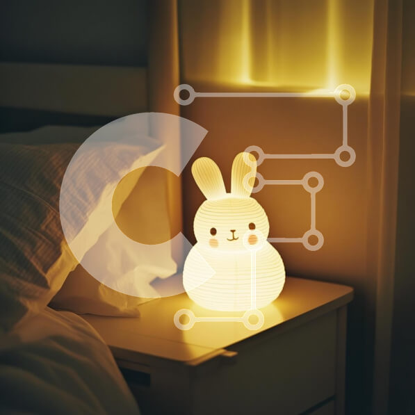 Intra Συλλεκτικό Ξύλινο Παζλ Plywood  4mm - Υπέροχη λάμπα λαγουδάκι στην κρεβατοκάμαρα Σε Ξύλινο Κουτί - Διαστάσεις Puzzle: 10x10 cm – 25 κομμάτια