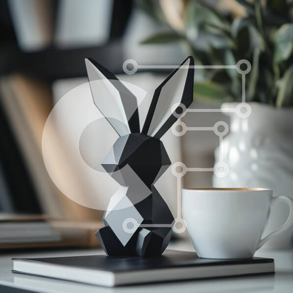 Intra Συλλεκτικό Ξύλινο Παζλ Plywood  4mm - Μοντέρνο γεωμετρικό γλυπτό κουνελιού σε άνετο εσωτερικό Σε Ξύλινο Κουτί - Διαστάσεις Puzzle: 10x10 cm – 25 κομμάτια