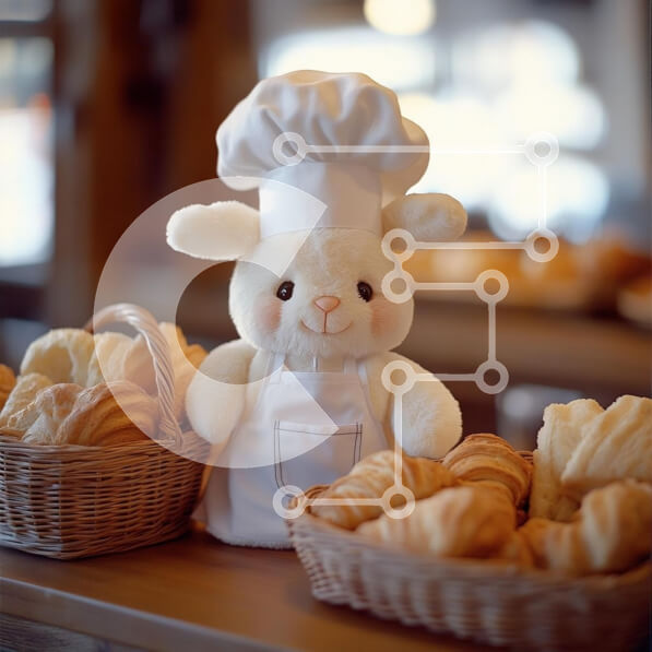 Σετ των 2 Intra Συλλεκτικό Ξύλινο Παζλ Plywood  4mm - Λαγουδάκι σεφ με ψωμιά Σε Ξύλινο Κουτί - Διαστάσεις: 10x10 cm – 25 κομμάτια