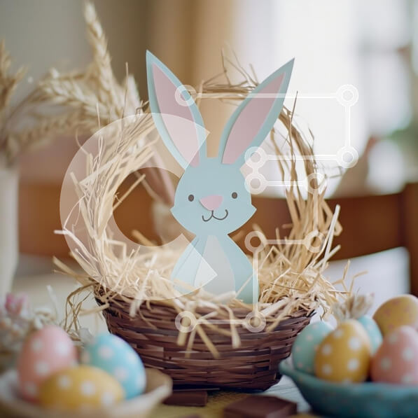 Intra Συλλεκτικό Ξύλινο Παζλ Plywood  4mm - Πασχαλινό λαγουδάκι Σε Ξύλινο Κουτί - Διαστάσεις: 10x10 cm – 25 κομμάτια