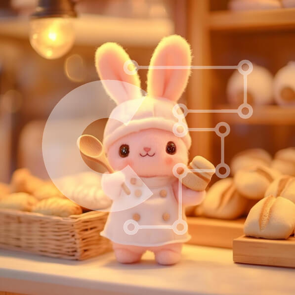 Intra Συλλεκτικό Ξύλινο Παζλ Plywood  4mm - Αξιολάτρευτο λαγουδάκι σεφ με ψημένα προϊόντα Σε Ξύλινο Κουτί - Διαστάσεις: 10x10 cm – 25 κομμάτια