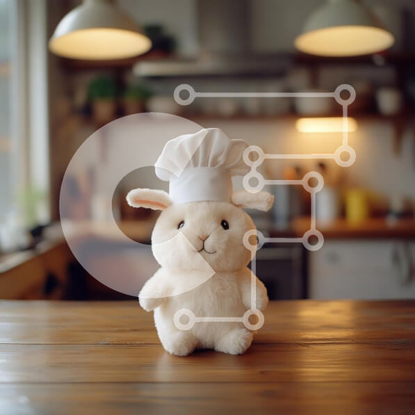 Intra Συλλεκτικό Ξύλινο Παζλ Plywood  4mm - Λούτρινο κουνέλι σεφ σε ζεστή κουζίνα Σε Ξύλινο Κουτί - Διαστάσεις: 10x10 cm – 25 κομμάτια