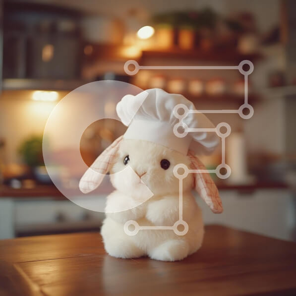 Intra Συλλεκτικό Ξύλινο Παζλ Plywood  4mm - Λούτρινο λαγουδάκι σεφ σε ζεστή κουζίνα Σε Ξύλινο Κουτί - Διαστάσεις: 10x10 cm – 25 κομμάτια