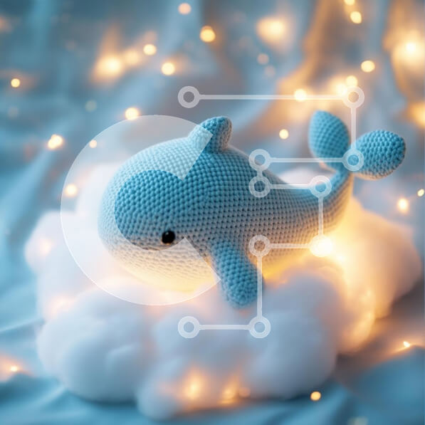 Intra Συλλεκτικό Ξύλινο Παζλ Plywood  4mm - Χειροποίητο βελούδινο παιχνίδι Blue Whale στο Cloud Σε Ξύλινο Κουτί - Διαστάσεις: 10x10 cm – 25 κομμάτια