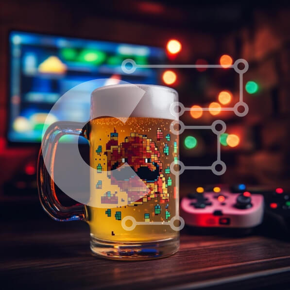 Σετ των 2 Intra Συλλεκτικό Ξύλινο Παζλ Plywood  4mm - Pixelated κούπα μπύρας σε μια ατμόσφαιρα τυχερού παιχνιδιού Σε Ξύλινο Κουτί - Διαστάσεις: 10x10 cm – 25 κομμάτια