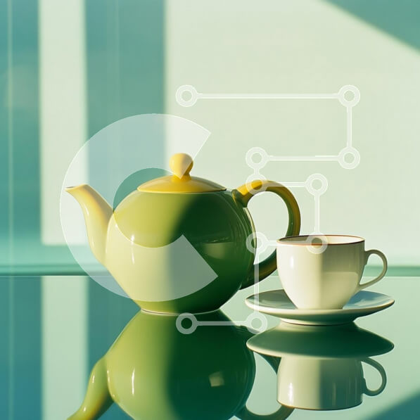 Intra Συλλεκτικό Ξύλινο Παζλ Plywood  4mm - Τσαγιέρα και φλιτζάνι σε ανακλαστική επιφάνεια Σε Ξύλινο Κουτί - Διαστάσεις: 10x10 cm – 25 κομμάτια