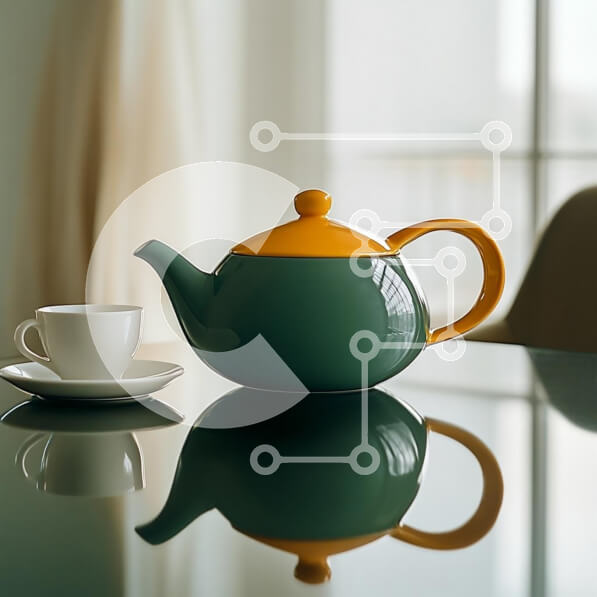 Intra Συλλεκτικό Ξύλινο Παζλ Plywood  4mm - Κομψή τσαγιέρα και φλιτζάνι σε ένα τραπέζι Σε Ξύλινο Κουτί - Διαστάσεις: 10x10 cm – 25 κομμάτια