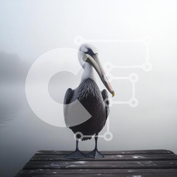 Intra Συλλεκτικό Ξύλινο Παζλ Plywood  4mm - Πελεκάνος σε μια ομιχλώδη αποβάθρα Σε Ξύλινο Κουτί - Διαστάσεις: 10x10 cm – 25 κομμάτια