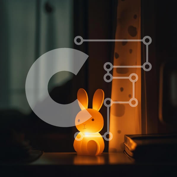 Intra Συλλεκτικό Ξύλινο Παζλ Plywood  4mm - Άνετο φωτιστικό κουνελιού σε ένα σκοτεινό δωμάτιο Σε Ξύλινο Κουτί - Διαστάσεις Puzzle: 10x10 cm – 25 κομμάτια