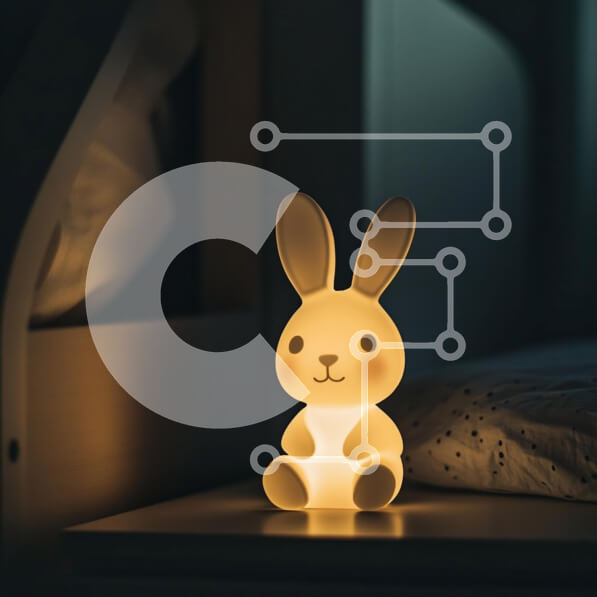 Intra Συλλεκτικό Ξύλινο Παζλ Plywood  4mm - Λαμπερό φωτιστικό κουνελιού στο κομοδίνο Σε Ξύλινο Κουτί - Διαστάσεις Puzzle: 10x10 cm – 25 κομμάτια