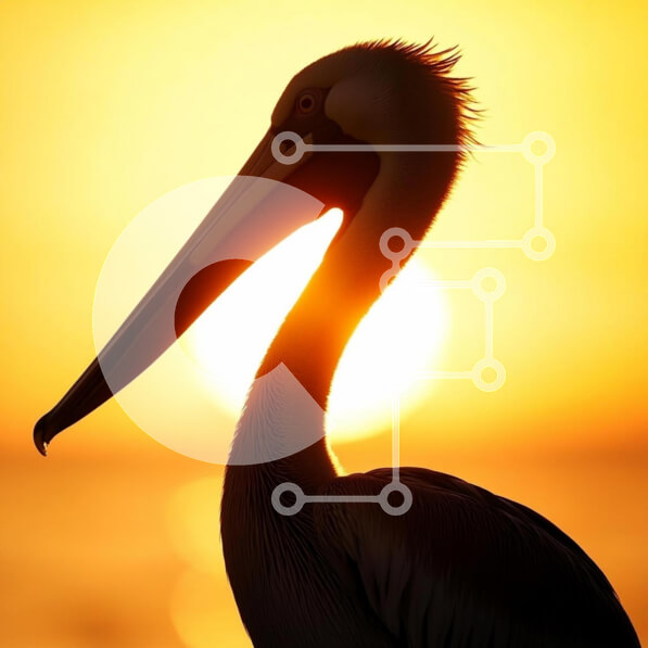 Intra Συλλεκτικό Ξύλινο Παζλ Plywood  4mm - Σιλουέτα ενός πελεκάνου στο ηλιοβασίλεμα Σε Ξύλινο Κουτί - Διαστάσεις: 10x10 cm – 25 κομμάτια