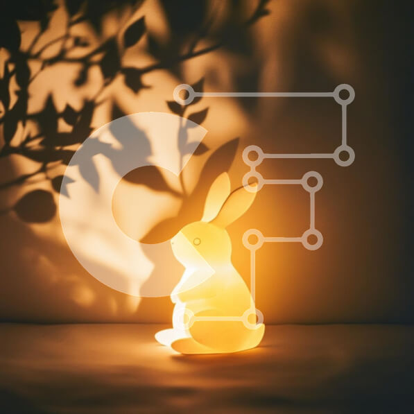 Intra Συλλεκτικό Ξύλινο Παζλ Plywood  4mm - Λάμπα κουνελιού Warm Glow με σκιές φύλλων Σε Ξύλινο Κουτί - Διαστάσεις: 10x10 cm – 25 κομμάτια