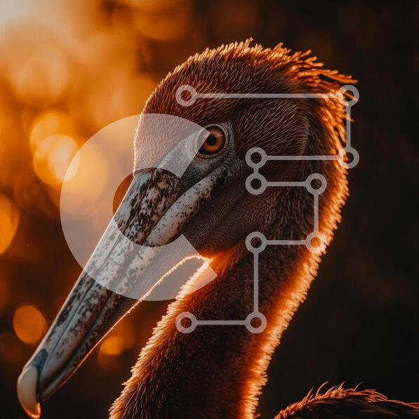 Intra Συλλεκτικό Ξύλινο Παζλ Plywood  4mm - Πορτρέτο πελεκάνου στο χρυσό φως Σε Ξύλινο Κουτί - Διαστάσεις: 10x10 cm – 25 κομμάτια