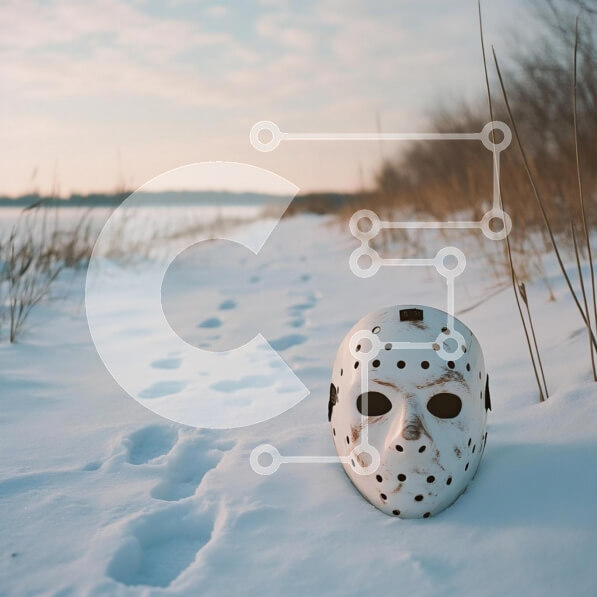 Intra Συλλεκτικό Ξύλινο Παζλ Plywood  4mm - Μάσκα χόκεϊ στο χιονισμένο μονοπάτι Σε Ξύλινο Κουτί - Διαστάσεις: 10x10 cm – 25 κομμάτια