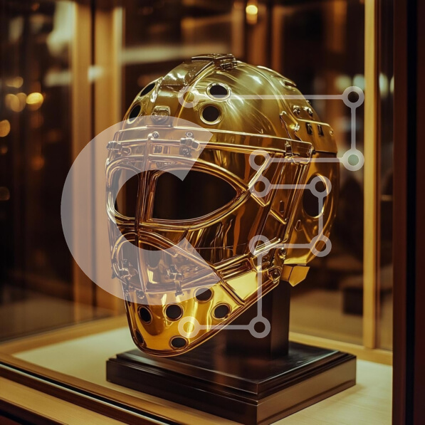 Intra Συλλεκτικό Ξύλινο Παζλ Plywood  4mm - Χρυσή μάσκα τερματοφύλακα σε βιτρίνα Σε Ξύλινο Κουτί - Διαστάσεις: 10x10 cm – 25 κομμάτια