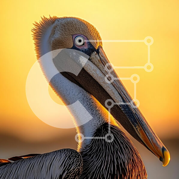 Intra Συλλεκτικό Ξύλινο Παζλ Plywood  4mm - Σιλουέτα πελεκάνων ενάντια στο ηλιοβασίλεμα Σε Ξύλινο Κουτί - Διαστάσεις: 10x10 cm – 25 κομμάτια