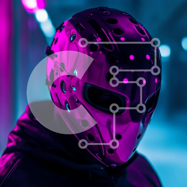 Intra Συλλεκτικό Ξύλινο Παζλ Plywood  4mm - Πρόσωπο με ροζ μάσκα με πολύχρωμα φώτα Σε Ξύλινο Κουτί - Διαστάσεις Puzzle: 10x10 cm – 25 κομμάτια