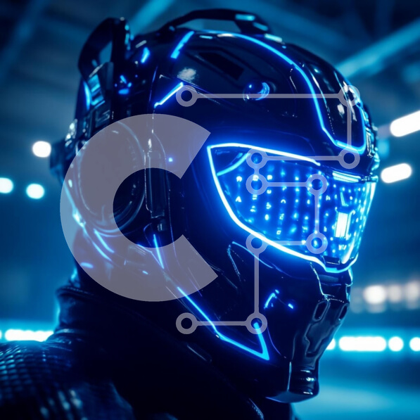 Intra Συλλεκτικό Ξύλινο Παζλ Plywood  4mm - Φουτουριστικό κράνος με μπλε φώτα Σε Ξύλινο Κουτί - Διαστάσεις Puzzle: 10x10 cm – 25 κομμάτια