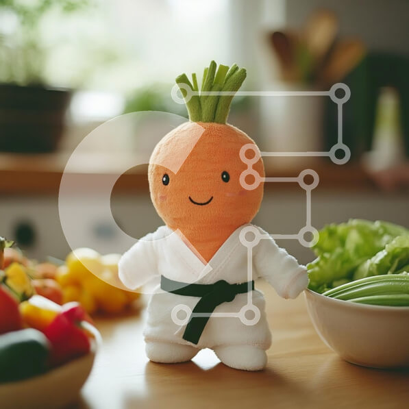 Intra Συλλεκτικό Ξύλινο Παζλ Plywood  4mm - Χαρούμενο καρότο βελούδινο παιχνίδι στην κουζίνα Σε Ξύλινο Κουτί - Διαστάσεις: 10x10 cm – 25 κομμάτια