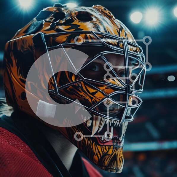 Intra Συλλεκτικό Ξύλινο Παζλ Plywood  4mm - Τερματοφύλακας χόκεϊ με μάσκα τίγρης Σε Ξύλινο Κουτί - Διαστάσεις Puzzle: 10x10 cm – 25 κομμάτια